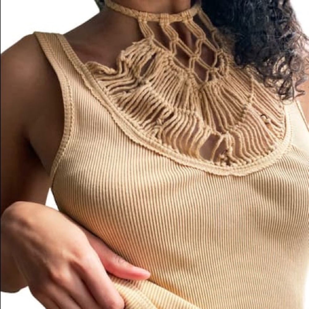 Free People Thalia Crochet Neck Tank Top